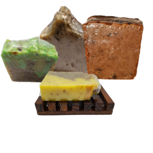 All 4 Sea Moss Nature Soaps with burdock root & turmeric with free soap dish
